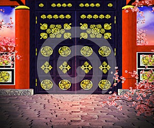Premade Chines Gate Background