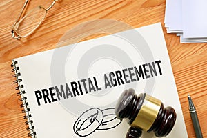 Premarital agreement is shown using the text