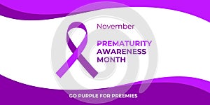 Prematurity awareness month. Vector banner, poster, card for social media with the text November Prematurity awareness month, go