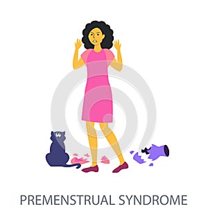 Premenstrual Syndrome concept on white background, flat design