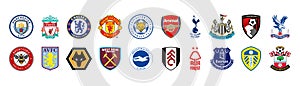 Premier League 2022-2023 of England. Leicester City, Liverpool, Chelsea, Manchester United, Manchester City, Arsenal, Tottenham