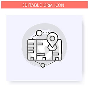 On premises CRM line icon. Editable illustration photo