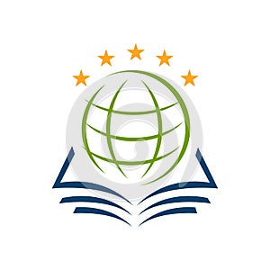 premium 5 star global study education logo vector sign symbol