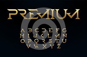 Premium alphabet, royal style golden font, modern type for elite logo, headline, monogram, creative lettering and photo