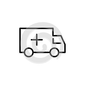 Premium ambulance icon or logo in line style.