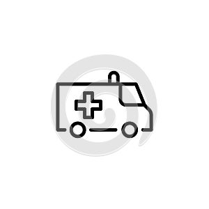 Premium ambulance icon or logo in line style.