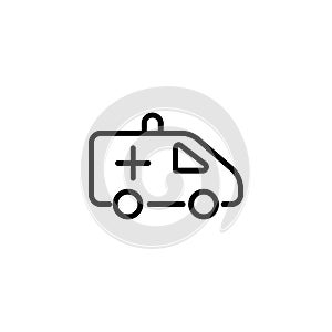 Premium ambulance icon or logo in line style.