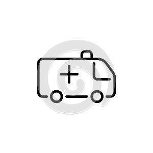 Premium ambulance icon or logo in line style.