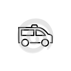 Premium ambulance icon or logo in line style.