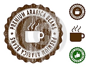 Premium Arabica Beans Stamp Seal with Dirty Effect photo