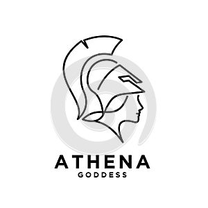 Premium Athena the goddess black vector icon line logo illustration design