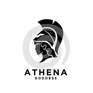 Premium Athena the goddess black vector icon logo illustration design photo
