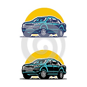 Aventure overland pickup truck vector art. Best for outdoor adventure automotive sport related logo and tshirt design photo