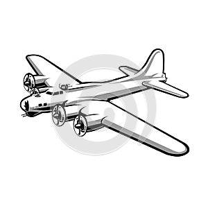 B17 Bomber Plane Flying Fortress Silhouete Vector photo