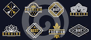 Premium best quality vector emblems set over dark, badges and logos collection for different products and business, classic