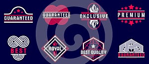 Premium best quality vector emblems set over dark, badges and logos collection for different products and business, classic