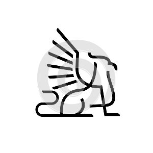 Premium black minimal Griffin Mythical Creature Emblem mascot Line Vector Design