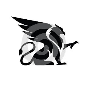 Premium black minimal Griffin Mythical Creature Emblem mascot Vector Design