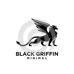 Premium black minimal Griffin Mythical Creature Emblem mascot Vector Design Logo