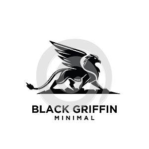 Premium black minimal Griffin Mythical Creature Emblem mascot Vector Design Logo