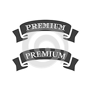 Premium black vector ribbon baner. Simple banner filled icon.