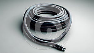 Premium blank mountaineering rope with high-strength fibers, neutral gray background photo