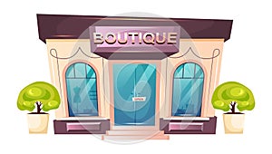 Premium boutique front cartoon vector illustration