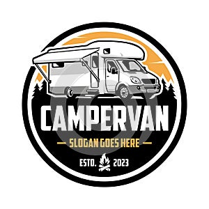 Campervan Motorhome RV Caravan Logo Emblem Vector Art Isolated photo