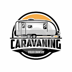 Premium Caravaning Emblem Logo Vector Illustration Isolated