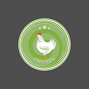 Premium chicken logo. Labels, badges and design elements. Organic style. Green eco chicken stickers. Vector Illustration