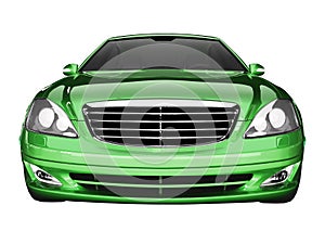 Premium class green car front view