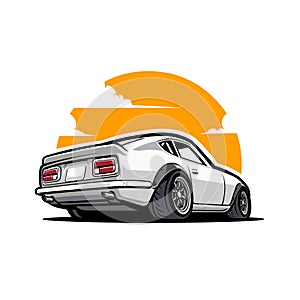 Premium Classic Japanese Sport Car Vector Illustration