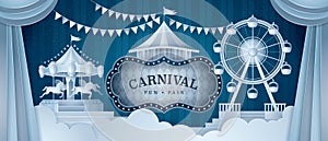 Premium Curtains stage with Circus Frame Bordor, Day Scene Carnival festival