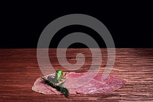 Premium cuts of raw steak. Fresh and raw meat. Raw meat mixture. Raw beef steaks on wooden table