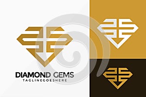 Premium Diamond Gems Logo Vector Design. Abstract emblem, designs concept, logos, logotype element for template
