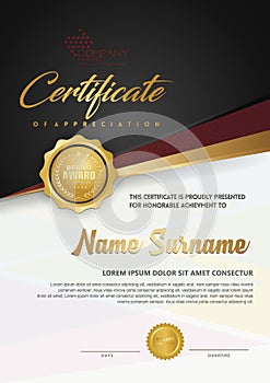 Premium diploma luxury certificate template with futuristic and elegant pattern background