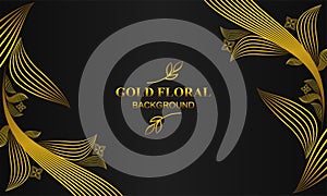 premium elegant gold floral background with floral and leaf ornament