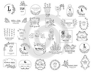 Premium floral logo templates for wedding,flower shop,logo,banner,badge,printing,product,package.vector photo