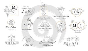 Premium floral logo templates for wedding,logo,banner,badge,printing,product,package.vector