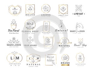 Premium floral logo templates for wedding,logo,banner,badge,printing,product,package.vector
