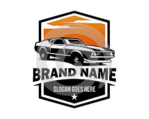 Premium ford mustang mach 1 car vector side illustration isolated.