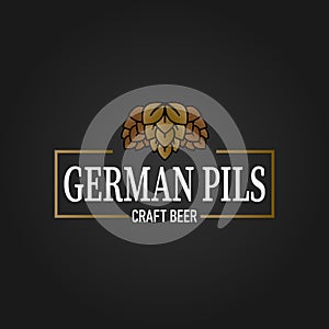 Premium german pils pilsener craft beer lable web badge icon