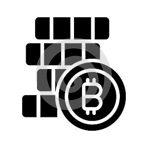 A premium glyph icon of multiple stacked bitcoins