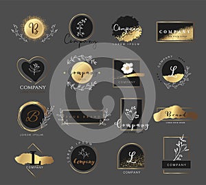 Premium gold logo for printing,product,wedding.vector illustration