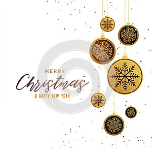 Premium golden christmas balls seasonal greeting background