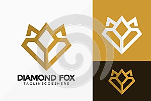 Premium Golden Diamond Fox Logo Vector Design. Abstract emblem, designs concept, logos, logotype element for template
