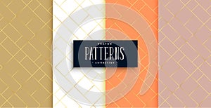 Premium golden diamond shape diagonal lines pattern set