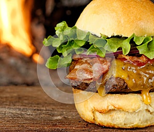 Premium Gourmet bacon cheeseburger