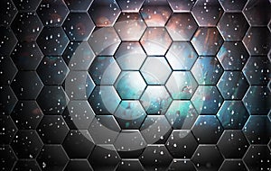 Premium Hexagon Space Colored Interstellar Ambiental Abstract Background photo