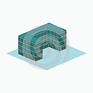 Premium hotel - u shape building - isometric logo
